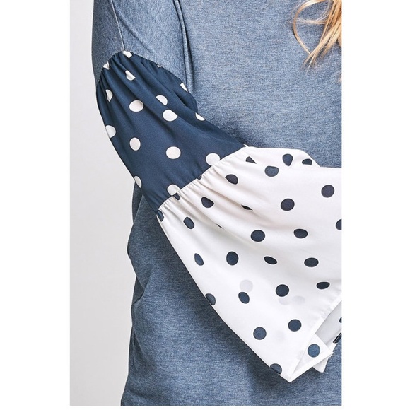 Plus Polka Dot Kimono Bell Sleeve Tunic Shirt Top - Picture 6 of 6